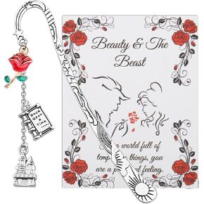 UJIMS Beauty Beast Movie Inspired Gift Belle Rose Bookmark for Princess Fans Beauty Beauty Fairy Jewelry Movies Fans Gift (BeautyBeastBookmark)