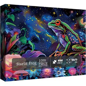 Magic Frog Puzzles for Adults 1000 Pieces, Colorful Plant Flower Jigsaw Puzzle, Starry Night Puzzle Rainbow Glowing Challenging Puzzles