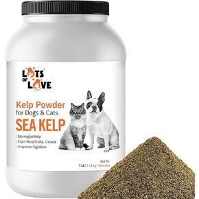 Organic Sea Kelp Powder for Dogs (7 Pounds, 3.2 KG), Iodine for Dog, Thyroid Support for Dog & Cat, Norwegian Kelp Dog Powder Supplement by Lots of Love