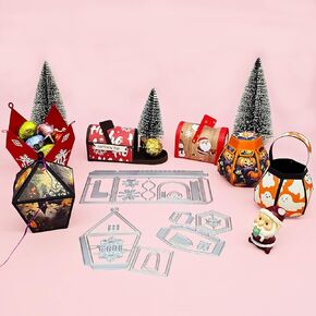 Alinacutle 1pc Postbox Dies Candy Box Gift Case Mailbox Treat Box Metal Cutting Die Cut for Halloween Christmas Gifts Packing Handmade Paper Craft Birthday Festival Christmas Tree Embellishment
