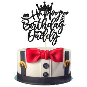 Gyufise 1PC Happy Birthday Daddy Cake Topper Gold Glitter Best Dad Father's Day Cake Pick for Dad Birthday Father's Day Party Cake Decorations Supplies