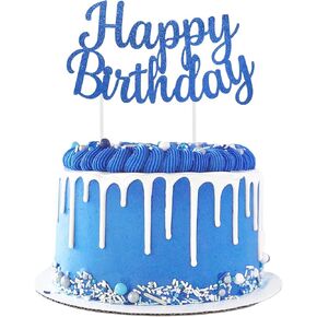 Blue Happy Birthday Cake Topper Blue Glitter Happy Birthday Sign For Cake Birthday Cake Topper Cake Decorations Happy Birthday Cake Bunting Decor For Birthday Party Decorations in Kuwait