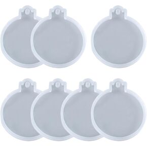 GSHLLO 12 Pcs Christmas Silicone Resin Molds Round Epoxy Molds Christmas Tree Ornament Molds Jewelry Resin Casting Molds Keychain Pendant Making Molds
