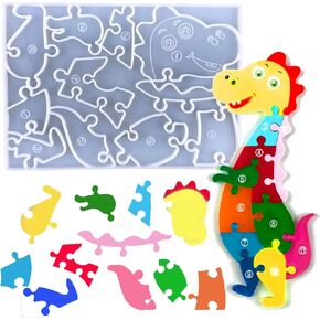 Tyrannosaurus rex Puzzle Silicone Resin Mold T-Rex Dinosaur Shaped Epoxy Silicone Casting Molds for Kids Puzzle,3D DIY Making Handmade Home Display Decor Crafts