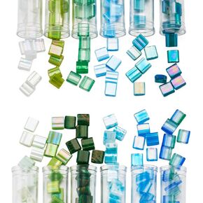 395Pcs Tila Beads 2-Hole Glass Seed Beads Flat Rectangle Bracelet Beads Square Spacer Crafts Mixed Color 4.5-5.5mm for DIY Necklace Choker Accessory Making
