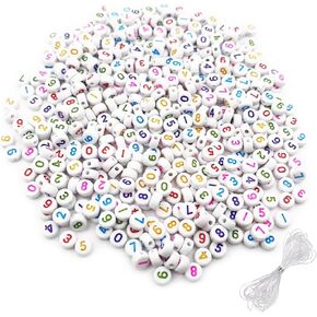500PCS 4x7mm Acrylic Heart Beads for Friendship Bracelets Jewelry Making, Black Round Flat Acrylic with White Heart Beads with 32 FT Crystal Line for DIY Crafts Bracelets Necklaces