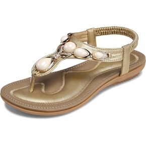 SHIBEVER Flat Sandals for Women Dressy: Summer Comfortable Dress Thong Flats Sandal