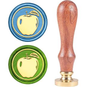 CRASPIRE Wax Seal Stamp, Vintage Wax Sealing Stamps Apple Retro Wood Stamp Removable Brass Head 25mm for Wedding Envelopes Invitations Embellishment Bottle Decoration Gift Packing