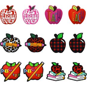 12 PCS Silicone Focal Beads for Pens Characters Apple Shaped Silicone Beads for Keychain Making Silicone Beads Bulk for Jewelry Making Bracelet Necklace Handmade Crafts