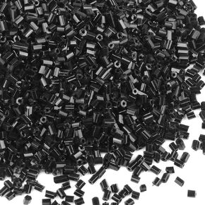 6000pcs Bugle Beads, Black Embroidery Tube Beads for Jewelry Making, Small Short Beads for Craft DIY Bracelet Necklaces Supplies, 3x2mm