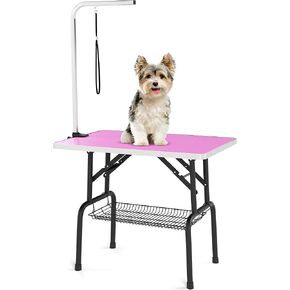 DWVO 36 '' TABLE DOG GROOMING TABLE ، طاولة للاستمالة للحيوانات الأليفة مع ذراع قابلة للتعديل ، حلقة ، صينية شبكية ، محطة استحمام غير قابلة للانزلاق ، أسود