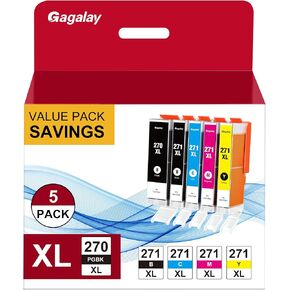 PGI-270XL/CLI-271XL Ink Cartridges 5 Color Value Pack Replacement for Canon 270 271 XL Ink Cartridges Work with MG7720 TS6020 MG5720 MG5721 MG5722 MG6820 MG6821 MG6822 (PGBK Black Cyan Magenta Yellow)