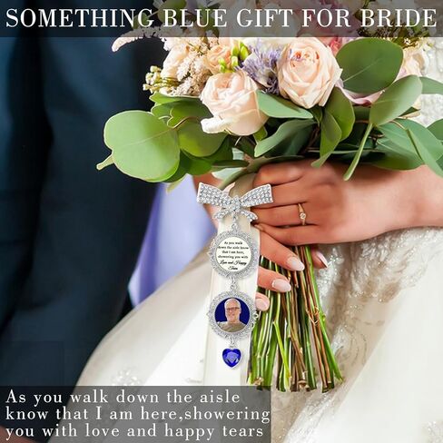 Something Blue Gift For Bride - Bouquet Charms For Wedding Memory, Bouquet Photo Charms For Wedding Memory, Something Blue For Bride, Bride Gifts, Bridal Bouquet Charm, Custom Pin, Wedding Gifts in Kuwait