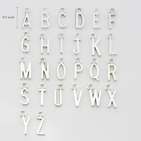 Letter Jewelery Charms Metal Alphabet Charms Alphabetic Bracelet Necklace Pendant,Set of 4,104 Pcs (Sliver) in Kuwait