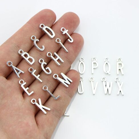 Letter Jewelery Charms Metal Alphabet Charms Alphabetic Bracelet Necklace Pendant,Set of 4,104 Pcs (Sliver) in Kuwait