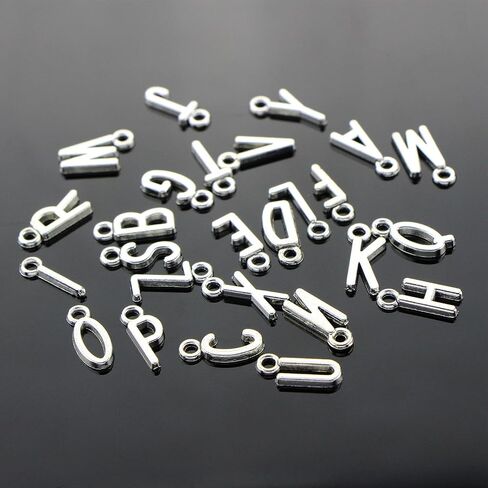 Letter Jewelery Charms Metal Alphabet Charms Alphabetic Bracelet Necklace Pendant,Set of 4,104 Pcs (Sliver) in Kuwait
