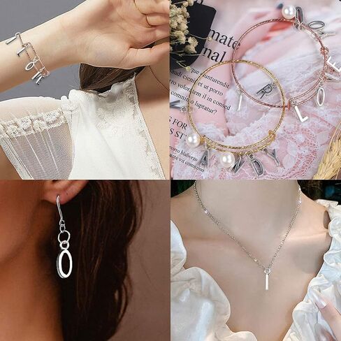 Letter Jewelery Charms Metal Alphabet Charms Alphabetic Bracelet Necklace Pendant,Set of 4,104 Pcs (Sliver) in Kuwait