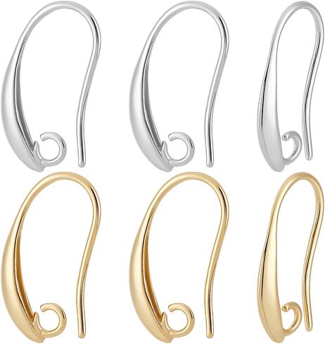 Beebeecraft 1 Box 40Pcs French Earring Hooks 18K Gold Plated Brass Blank Ear Wires with 2mm Loops Findings Accessories for DIY Women Earring Jewelry Making in Kuwait