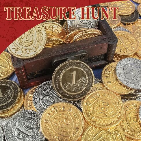 Byhoo 50 PCS Metal DND Coins, 1.2" Gold Silver Copper Tokens with Face Value for Board Game and Tabletop RPG, Fantasy Metal Coins for Pathfinder,Pirate Game Party Cosplay in Kuwait