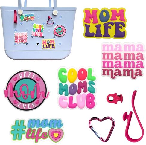 سحر 5pcs MomLife for Bogg Bag ، وربط خطاف Bogg Bag Assories for Beach Tote Bag و Rubber Beach Totes Accessories in Kuwait