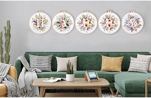 Embroidery Starter Kit for Beginners, Stamped Cross Stitch Kit with Letter Pattern, DIY Embroidery Kit with Embroidery Cloth Hoops Instructions Needles Threads S One Size in Saudi Arabia
