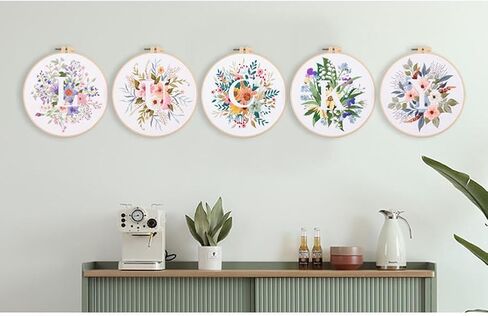 Embroidery Starter Kit for Beginners, Stamped Cross Stitch Kit with Letter Pattern, DIY Embroidery Kit with Embroidery Cloth Hoops Instructions Needles Threads S One Size in Saudi Arabia
