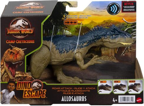 Jurassic World Toys Camp Cretaceous Roar Attack Allosaurus Dinosaur Action Figure with Strike Feature and Sounds, Toy Gift and Collectible in Saudi Arabia