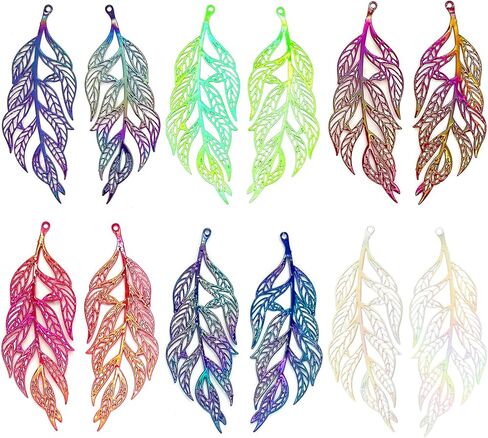 Multicolor Leaf Filigree Charms Monstera Tropical Leaf Ginkgo Leaf Pendants for DIY Earrings Bookmarks Hanging Decorations Packaging Decorations in Kuwait