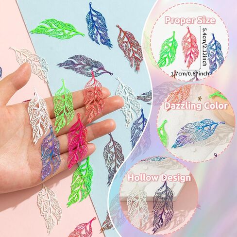 Multicolor Leaf Filigree Charms Monstera Tropical Leaf Ginkgo Leaf Pendants for DIY Earrings Bookmarks Hanging Decorations Packaging Decorations in Kuwait