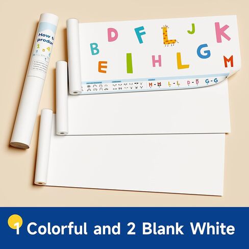 TIME X 3PCS Childrens Drawing Roll - Roll Paper for Kids Art Coloring Paper Roll 393.7 x 15.7 Inch DIY Drawing Roll for Painting Drawing (Animal, Letters, Geometric) (1Colorful and 2 Blank White) in Saudi Arabia