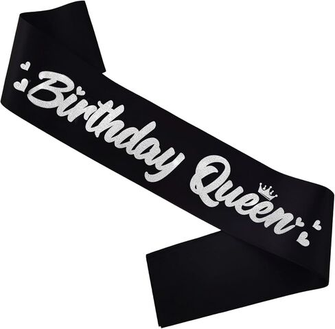 ‘Birthday Queen' Birthday Sash White with Glitter Pink Letters-Birthday Sash for Women,21st 30th 40th 50th Birthday Sash in Saudi Arabia