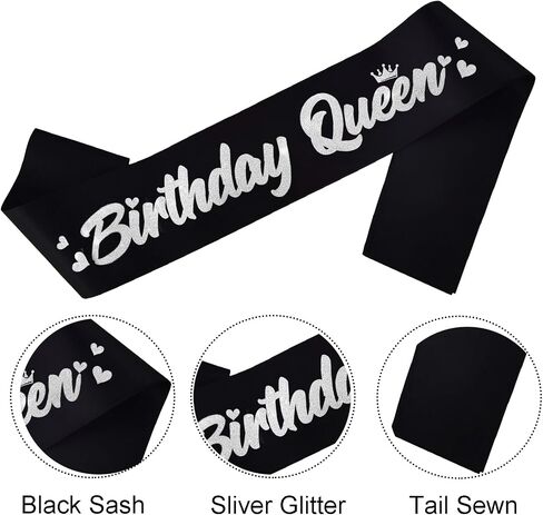 ‘Birthday Queen' Birthday Sash White with Glitter Pink Letters-Birthday Sash for Women,21st 30th 40th 50th Birthday Sash in Saudi Arabia