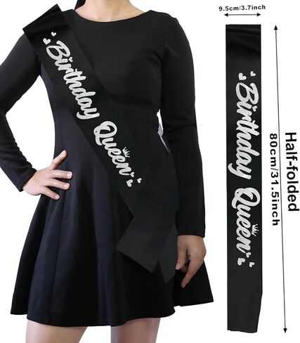‘Birthday Queen' Birthday Sash White with Glitter Pink Letters-Birthday Sash for Women,21st 30th 40th 50th Birthday Sash in Saudi Arabia