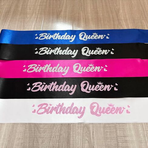 ‘Birthday Queen' Birthday Sash White with Glitter Pink Letters-Birthday Sash for Women,21st 30th 40th 50th Birthday Sash in Saudi Arabia