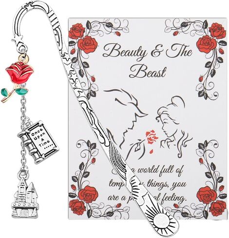 UJIMS Beauty Beast Movie Gift Belle Rose Bookmark for Princess Fans Beauty Beauty Fairy Jewelry Movies Movie Gof Gift (Beautybeastbookmark) in Kuwait