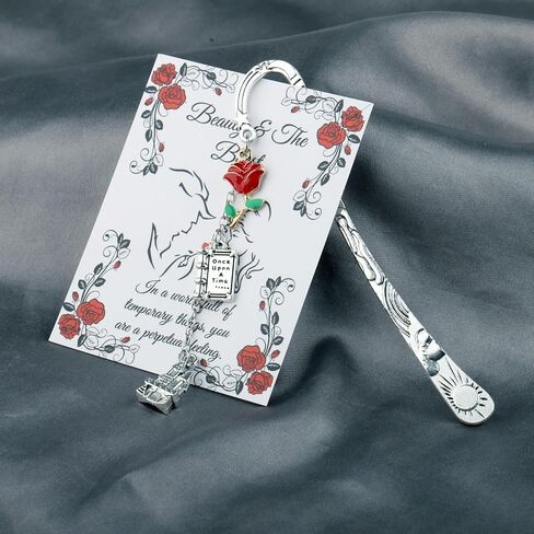 UJIMS Beauty Beast Movie Gift Belle Rose Bookmark for Princess Fans Beauty Beauty Fairy Jewelry Movies Movie Gof Gift (Beautybeastbookmark) in Kuwait