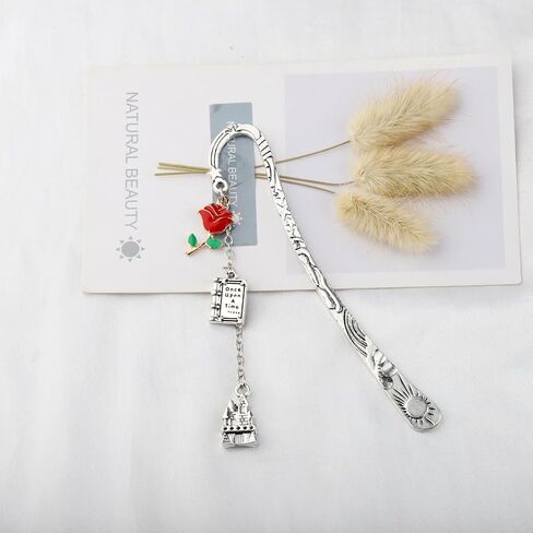 UJIMS Beauty Beast Movie Gift Belle Rose Bookmark for Princess Fans Beauty Beauty Fairy Jewelry Movies Movie Gof Gift (Beautybeastbookmark) in Kuwait