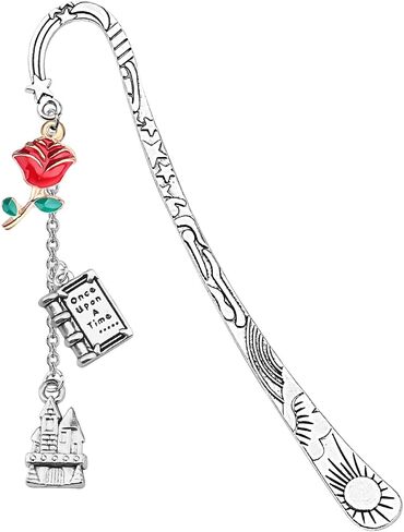 UJIMS Beauty Beast Movie Gift Belle Rose Bookmark for Princess Fans Beauty Beauty Fairy Jewelry Movies Movie Gof Gift (Beautybeastbookmark) in Kuwait
