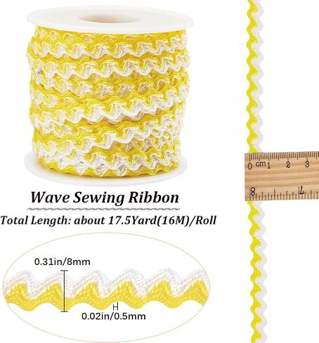 GORGECRAFT 17.5 Yards 8mm Two Tone RIC Rac Trim Bending Fringe Purple White Zigzag Wave Ribbons Woven Braided Fabric for Christmas DIY Sewing Crafts Wedding Dress Embellishment Party Gift Wrapping in Saudi Arabia