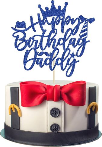 Gyufise 1PC Happy Birthday Daddy Cake Topper Gold Glitter Best Dad Father's Day Cake Pick for Dad Birthday Father's Day Party Cake Decorations Supplies in Kuwait