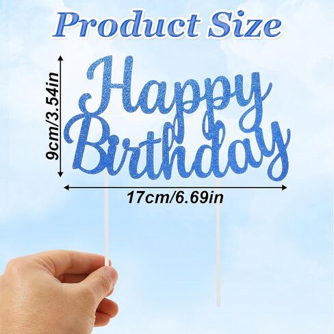 Blue Happy Birthday Cake Topper Blue Glitter Happy Birthday Sign For Cake Birthday Cake Topper Cake Decorations Happy Birthday Cake Bunting Decor For Birthday Party Decorations in Kuwait