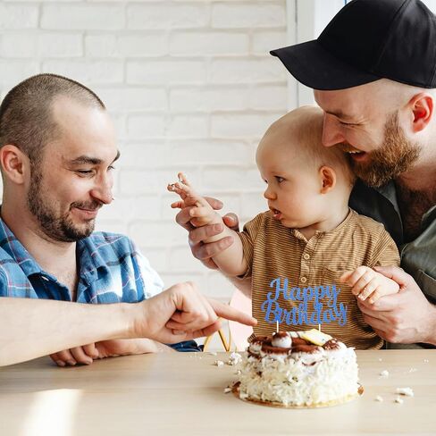 Blue Happy Birthday Cake Topper Blue Glitter Happy Birthday Sign For Cake Birthday Cake Topper Cake Decorations Happy Birthday Cake Bunting Decor For Birthday Party Decorations in Kuwait