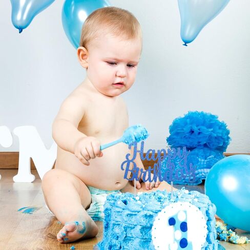 Blue Happy Birthday Cake Topper Blue Glitter Happy Birthday Sign For Cake Birthday Cake Topper Cake Decorations Happy Birthday Cake Bunting Decor For Birthday Party Decorations in Kuwait