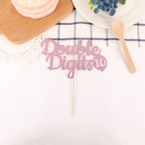 Double Digits 10 Cake Topper - Glitter Gold 10th Birthday Cake Decorations, Happy 10th birthday Cake Decor in Kuwait