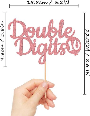 Double Digits 10 Cake Topper - Glitter Gold 10th Birthday Cake Decorations, Happy 10th birthday Cake Decor in Kuwait