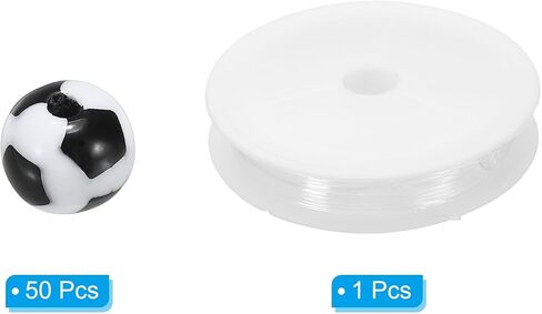 PATIKIL 12mm Acrylic Football Beads Bulk, 50 Pack Sports Ball Beads Round Sports Spacer Beads with 4.4 Yard Elastic Rope for DIY Crafts Bracelet Necklace Making, Black White in Saudi Arabia
