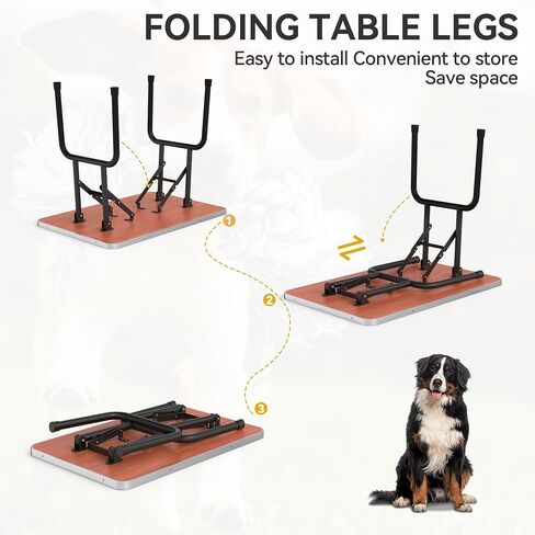 DWVO 36'' Dog Grooming Table, Foldable Pet Grooming Table with Adjustable Arm, Loop, and Mesh Tray, Non-Slip Portable Dog Bathing Station, Black in Saudi Arabia