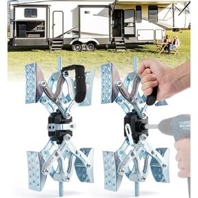 Adjustable X-Shaped Wheel Stabilizer, Heavy Duty Camper X-Chock Wheel Stabilizer Allow Drill Adjust for Travel Trailers, RVs, Black - 2 Pack