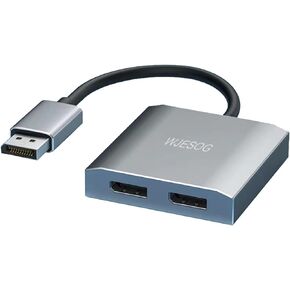 Displayport to Dual Displayport Splitter Dual 4K@60Hz Resolution,DP to 2 Displayport Hub Multi Stream Transport Support 4K Resolution for Windows and Mac System