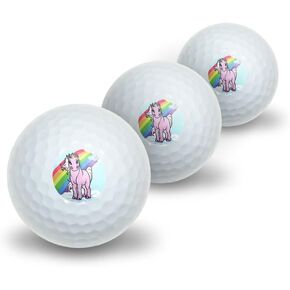 GRAPHICS & MORE Pink Unicorn on Cloud - Rainbow Pony Novelty Golf Balls 3 Pack